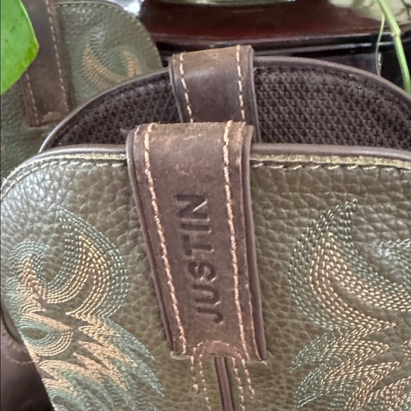 Justin steel toe ,oil and slip resistant brown green orange yellow leather boots main image 6